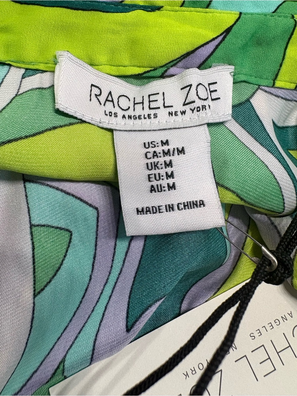 Rachel Zoe Abstract Green, Teal, Lime and Lavender Button-Down Shirt - Picture 7 of 9